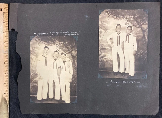 1940's WWII Rare Photo (Lot of 5) Professional Group Shots Sailors in Uniform CF