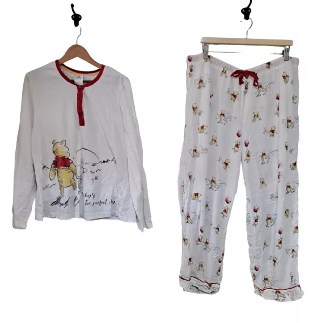 Disney Pajama Set 2pc Women Size 2XL Winnie the Pooh Long Sleeve Intimates White