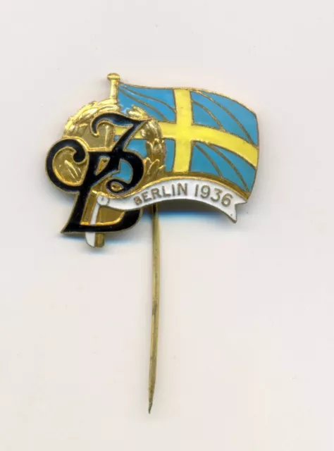 1936 Berlin Olympic Games Swedish Media IB Idrotts Bladet newspaper pin badge