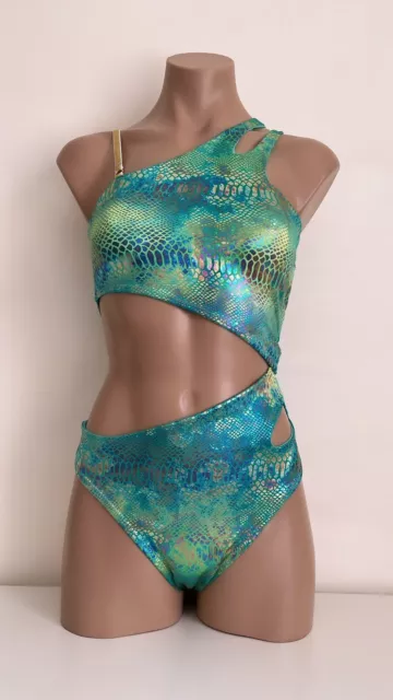 Schminke 👙 Prince jade snake dance set two piece one shoulder top pole-wear 2