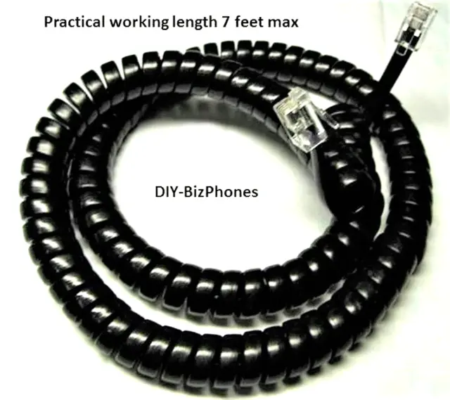 10-Pack Lot Avaya Handset Receiver Curly Phone Cord Partner 6D 18D Black 12 Ft