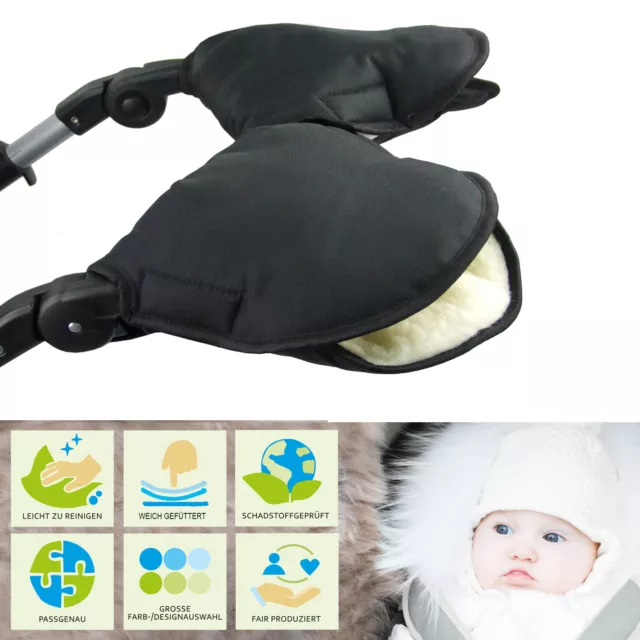 Bambiniwelt Gants Manchon Chauffe-Mains Poussette Buggy 2TEILIG Noir