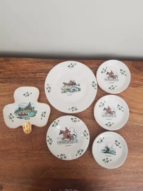 Carrigaline Pottery Tea Plate, Ash Tray 3 X Pin Dishes & A Clover Dish.