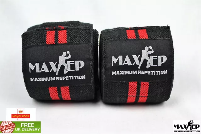 MaxRep Authentic Power Weight Lifting Strength Knee Gym Wraps Straps 78''