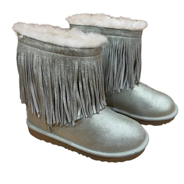 UGG Classic GIRLS Boots with Fringe Size 4 Youth Metallic Gold WORN ONCE