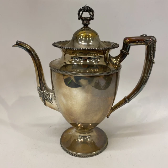 ANTIQUE EUREKA SILVER CO Quadruple Silver Plate Copper Lidded Pitcher