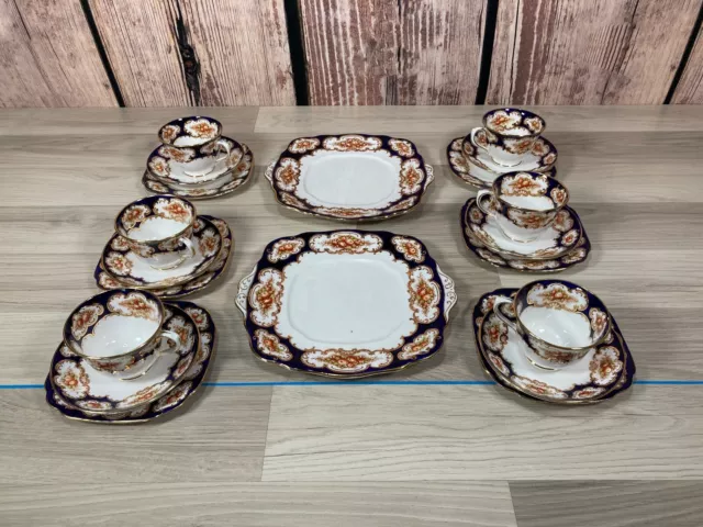 Royal Albert Crown China Tea Set Cup Saucer&Side Plate x6 Cake Plate x2 20 Piece