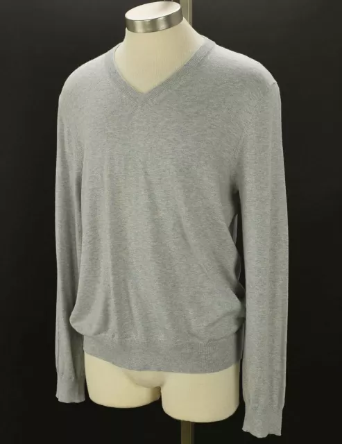 THE MENS STORE Light Heather Gray V Neck Sweater Cotton Cashmere LARGE NWT