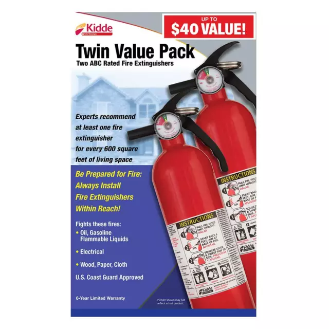 Fire Extinguisher 1-A:10-B:C Recreational Multi Use Home Office Emergency 2-Pack 3