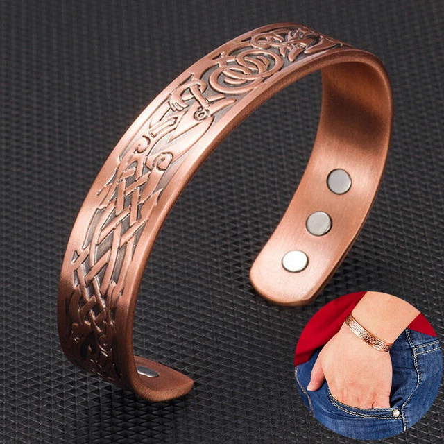 Nuevo Brazalete Nórdico Grande Cobre Sólido Magnético Curación-Artritis A