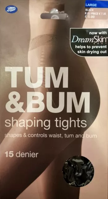 BOOTS TUM & Bum Shaping Tights 15 Denier Black Large £5.30 - PicClick UK
