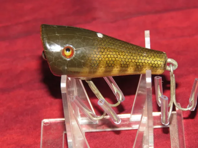 Vintage  Wood Glass Eyes Plunker Fishing Lure