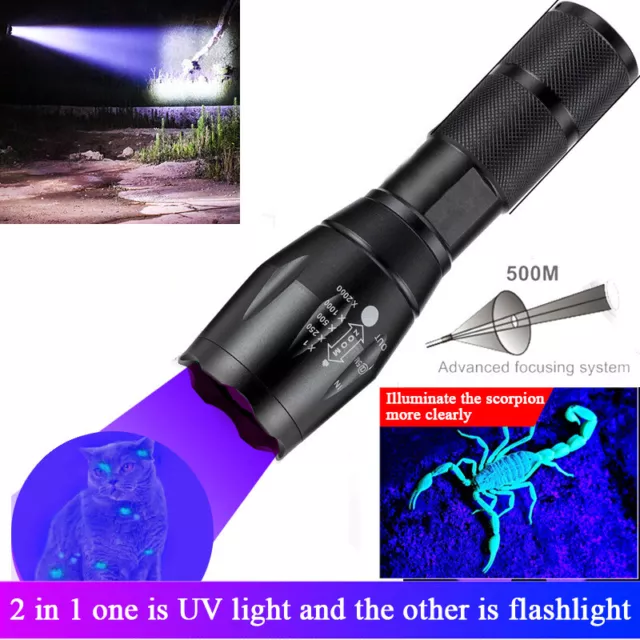 Super Bright 120000lm UV lampe torche Ultra Violet Flashlight Blacklight Light 2