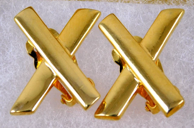 Vintage Signed Ben-Amun Gold Tone X Design Clip On Earrings Vintage Signed Ben-Amun Gold Tone X Design Clip On Earrings
