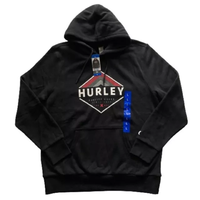 Hurley Mens Pullover Hooded Sweatshirt Size Large Black NWT