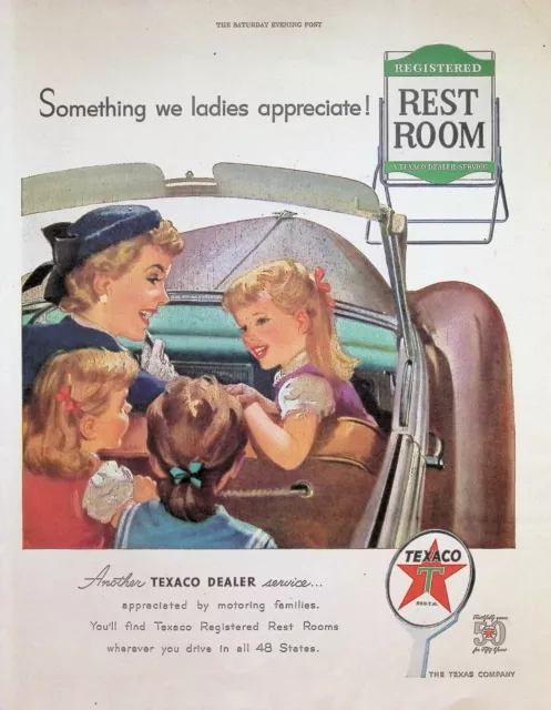 VINTAGE 1950s Print Ad ~ Texaco ~ Registered REST ROOM