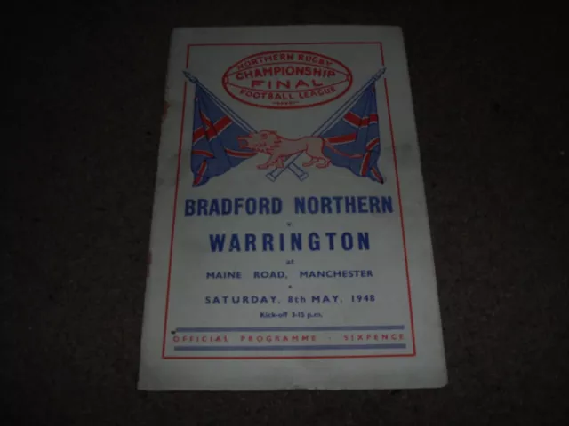 1948 Rugby League Championship Final Bradford Northern V Warrington 8Th May