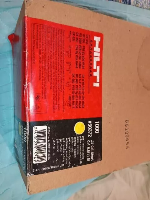 HILTI 6.8/11 M  powder cartridges .27 cal  yellow 50372/2 - 25 strips  250 shots