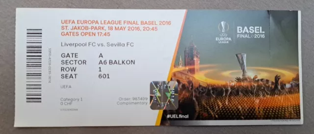 Sammler Used Ticket 2016 Uefa Europa League Final Liverpool FC - Sevilla FC