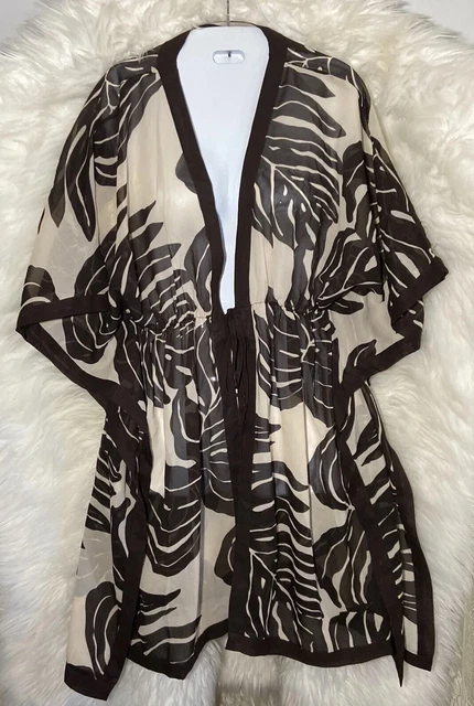 CZ Cover Up Women's Cream Brown Size XL Beach Pool Vacation Cruise NWT