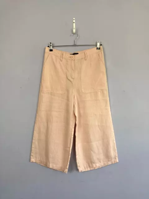 M&S Linen Long Shorts, Light Pink, UK10, Wide Leg, Culottes, Pockets, Casual