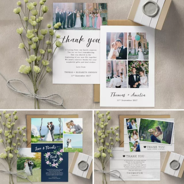 Personalised Photo Wedding Thank You cards inc Envelopes + Double sided (W3)