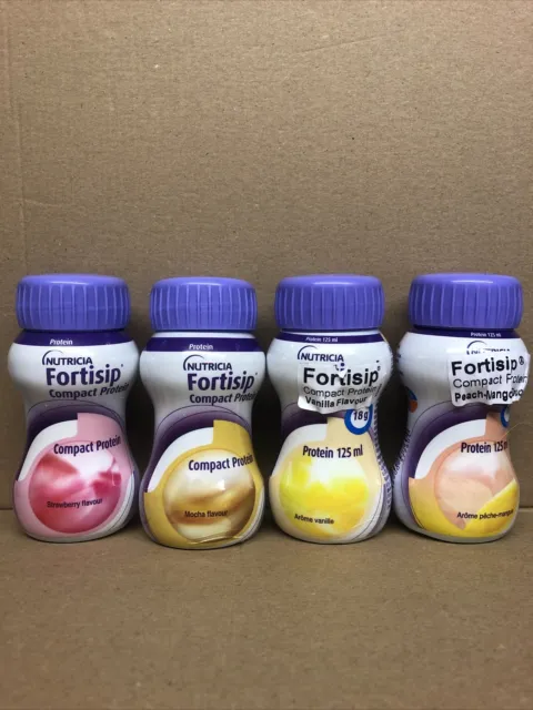 24x Nutricia Fortisip compact Protein Peach-Mango FOUR Flavours 125ml