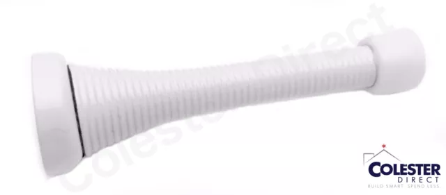 Qty 10 White Flexible Spring Door Stop Stopper 3 1/8" Rubber Tip