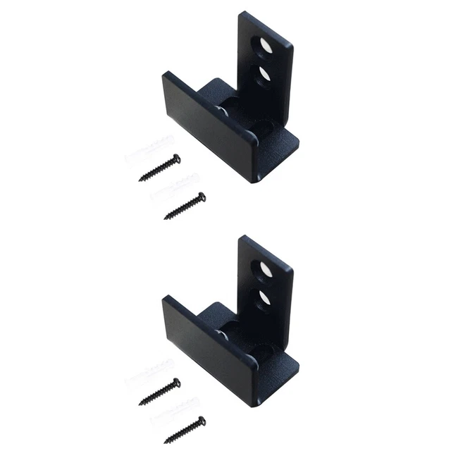 Set 2 Barn Door Guide Wall Mount Black Ground Guide Rail Pocket