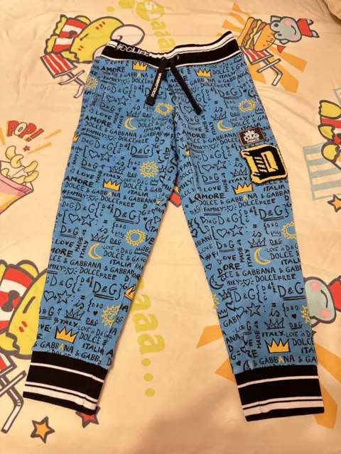 Dolce Gabbana Sweatpants Pants Jogger Blue Yellow Boys 7/8