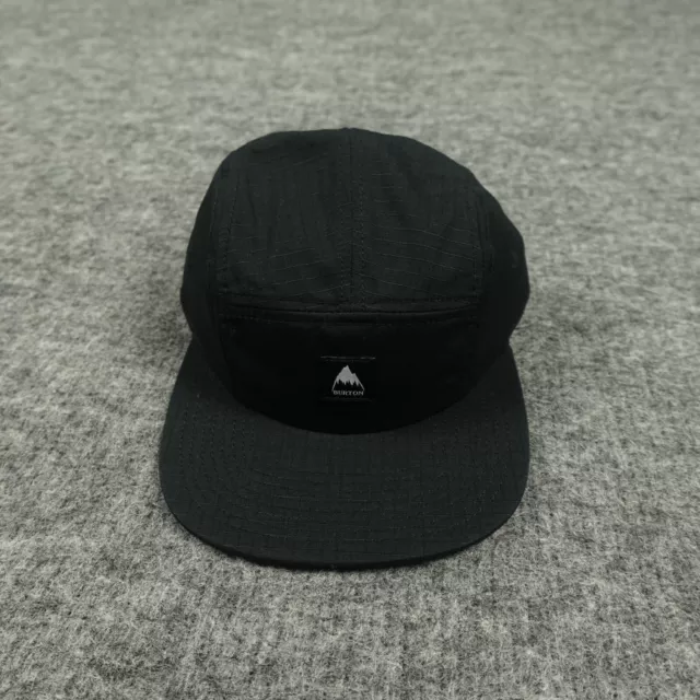 Burton Hat Cap Strap Back Black Panel Adjustable Mountain Logo Mens