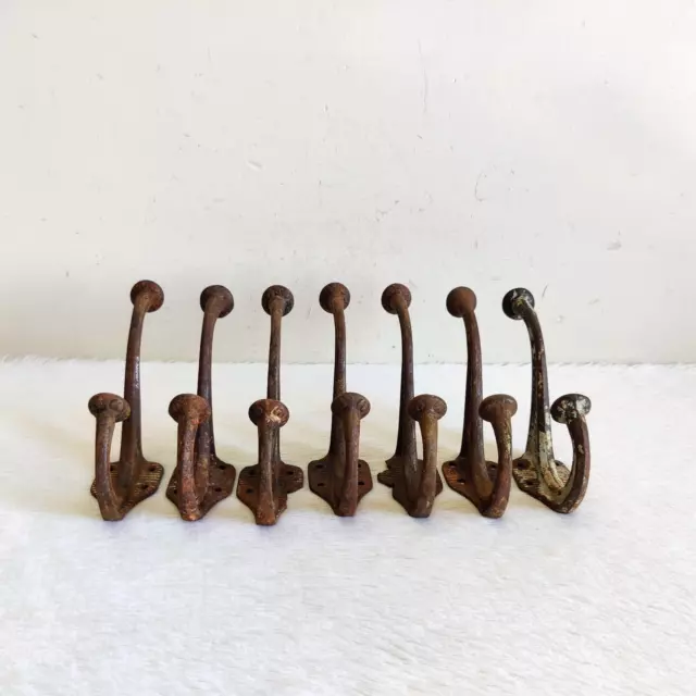 1930s Vintage Handcrafted Cast Iron Wall Hanger Hook Home Decorative 7Pcs I91