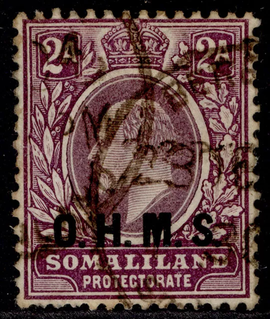 SOMALILAND PROTECTORATE EDVII SG O12, 2a dull & bright purple USED. Cat £70. CDS