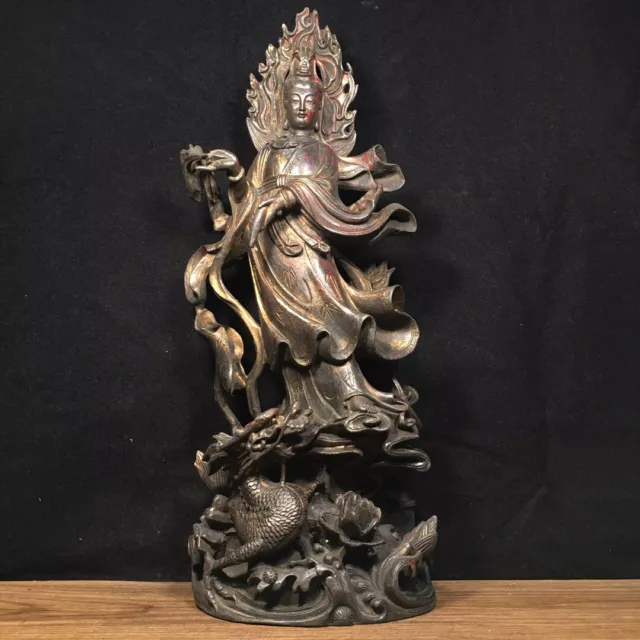 Pure Copper Dragon Subduing Guanyin