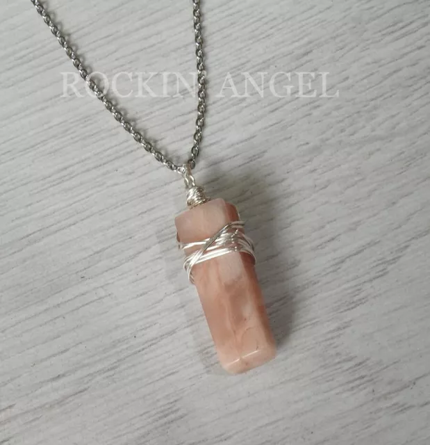 Stunning Sunstone Wire Wrapped Pendant Necklace Reiki Healing Ladies Gift