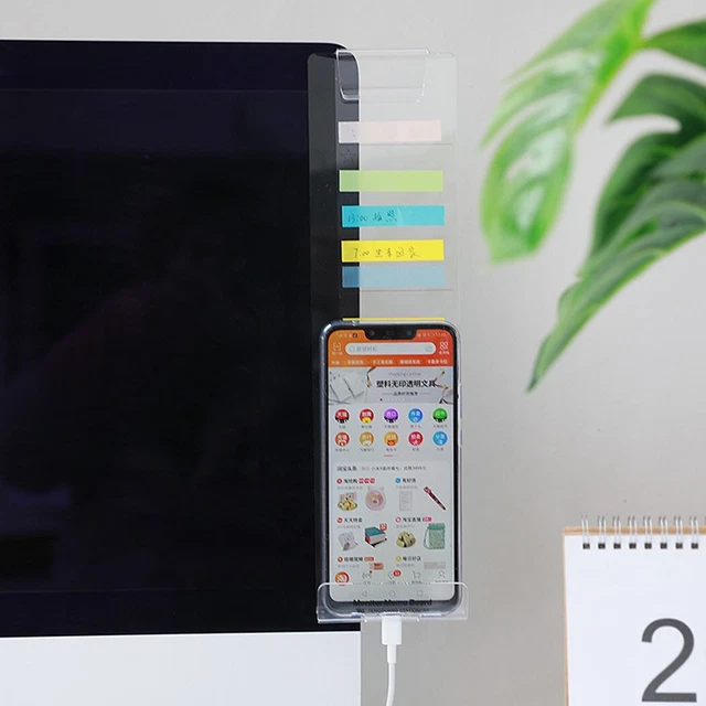 Acrylic Memo Board for PC Monitor with Mini Storage Area and Phone Slot