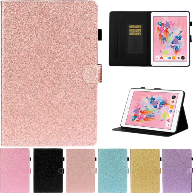 For iPad 5/6/7/8/9/10th Gen Mini Air Pro Glitter Leather Smart Stand Case Cover