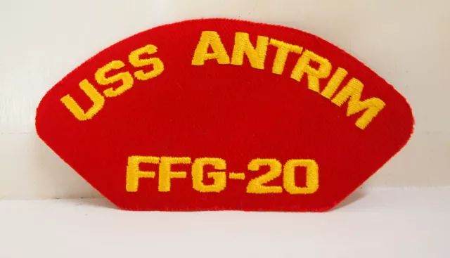 2 US Navy USS Antrim FFG-20 RED Patches Patch Ship Boat