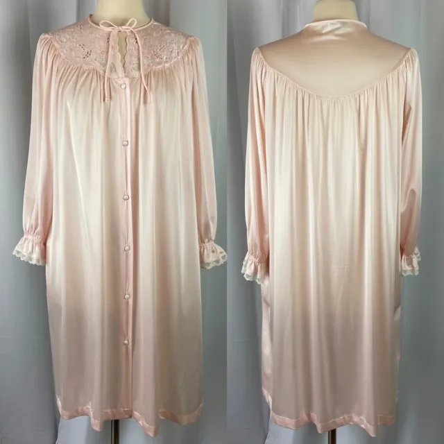 Vintage Miss Elaine Peignoir Robe Size Small Light Pink Silky Satin Lingerie 80s