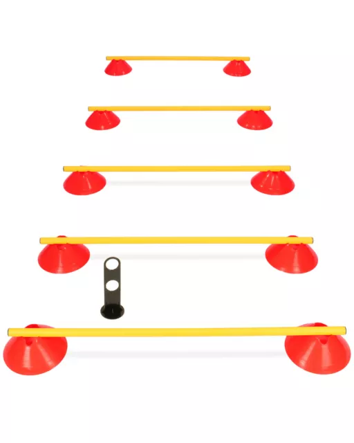 Mini Hürden 5er Set rote Mulden mit Stangen mit 100 cm in 4 Farben
