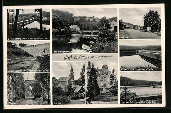 AK Lengefeld i. Erzgeb., Schloss Rauenstein, Seidenbachtalsperre, Obere Talsper