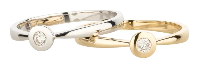 Solitär-Ring aus 585 Gold 0,07 ct Diamant Brillant rund Verlobungsring Goldring