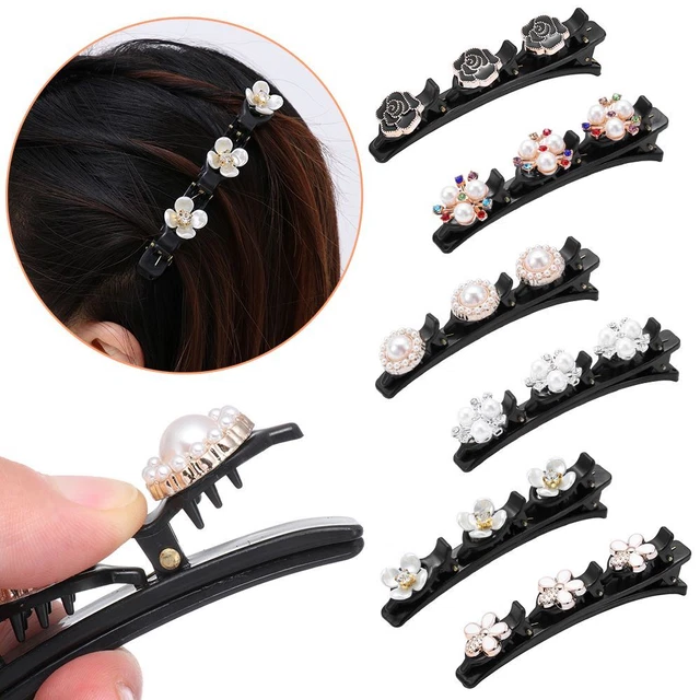 Épingles à cheveux double couche Pinces à cheveux Bandes Clip Boutons Strass