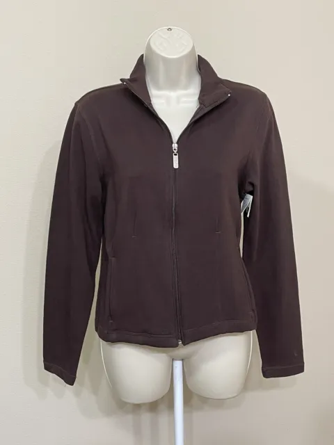DANSKIN NOW WOMEN'S Brown Full Zip Long Sleeve Stretch Activewear Jacket  M/8-10 $27.39 - PicClick AU