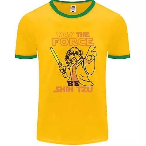 May the Force Be Shih Tzu Dog Funny Mens Ringer T-Shirt FotL