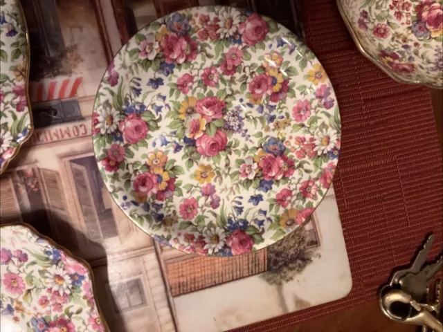 Royal Winton Chintz Plate Summertime Gold Trim 6 Inches
