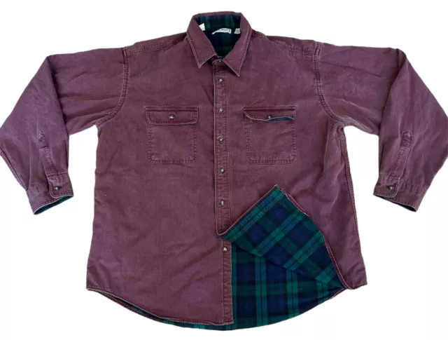 VTG LL BEAN Mens XL Flannel Lined Chore Work Shirt Canvas Jacket USA ...