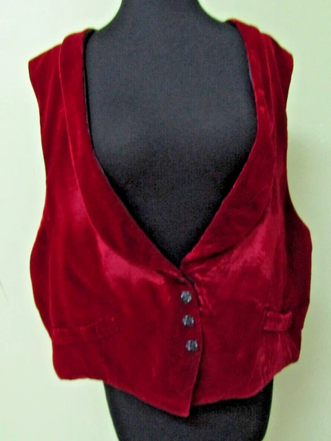 Vintage Maroon Velvet Mens Vest / 52" Chest Measure