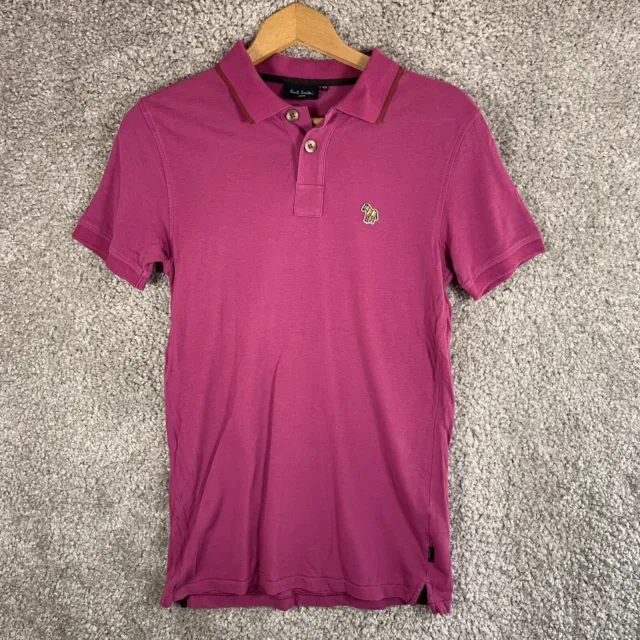 Paul Smith Mens Purple Short Sleeve Polo Shirt Zebra Logo Size Small