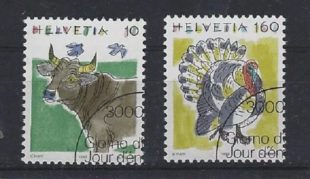 v5911 Schweiz / Tiere-Kühe-Pfau  MiNr 1461/62 o